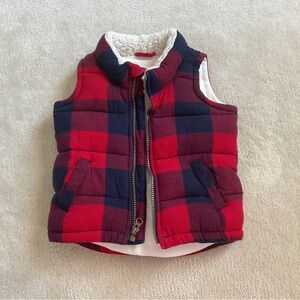 Old Navy Red & Cream Quilted Sherpa-Lined Vest